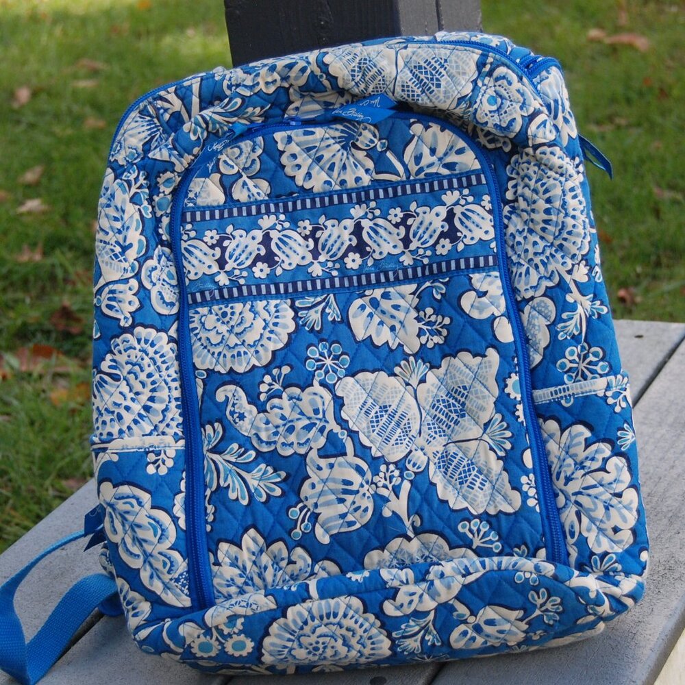 Vera Bradley Weekender/Backpack Style Bag — Blue Floral Print